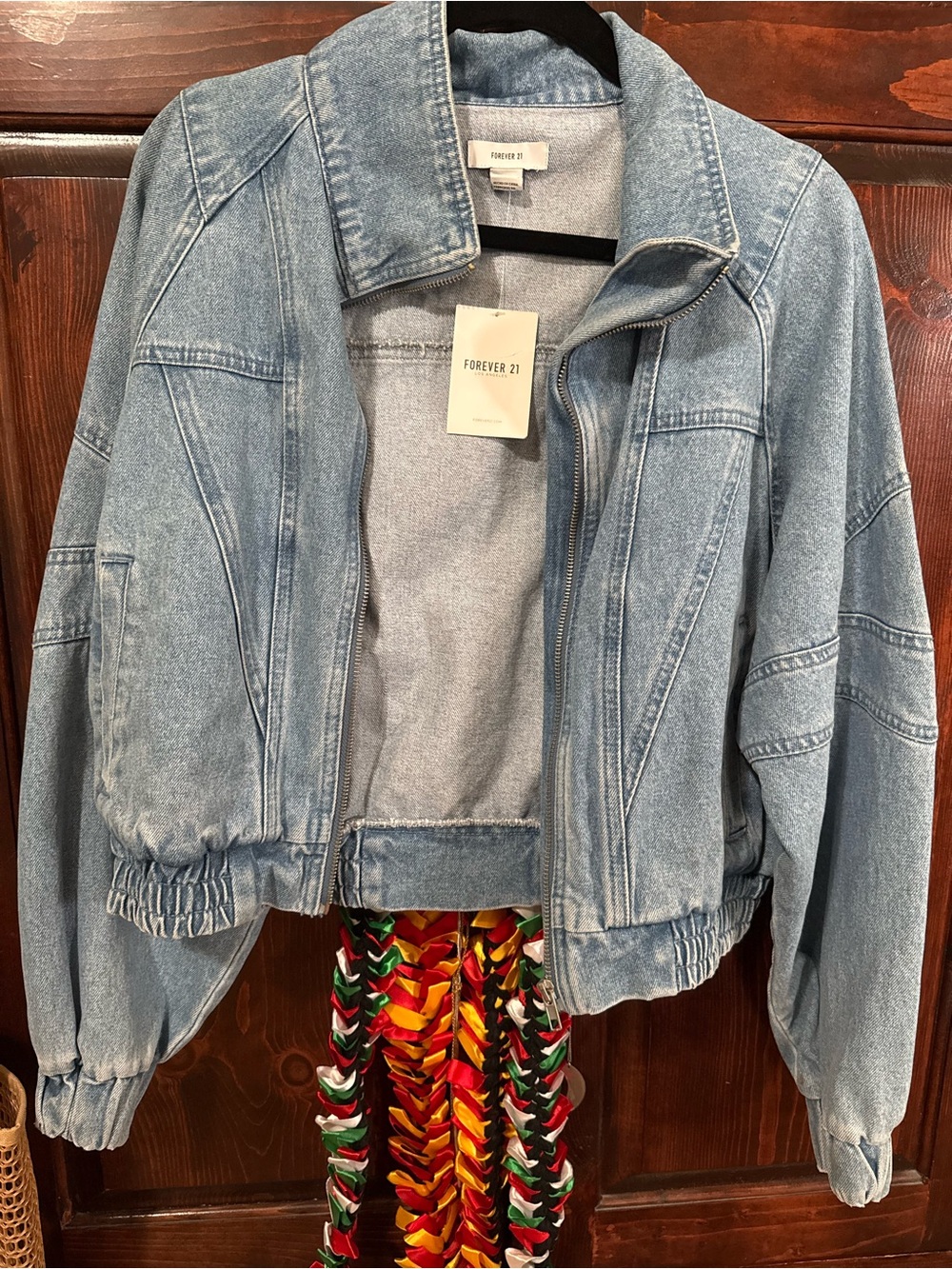 Forever 21 Faded Blue Denim Jacket with Zipper